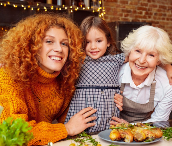 Family portrait at dining table